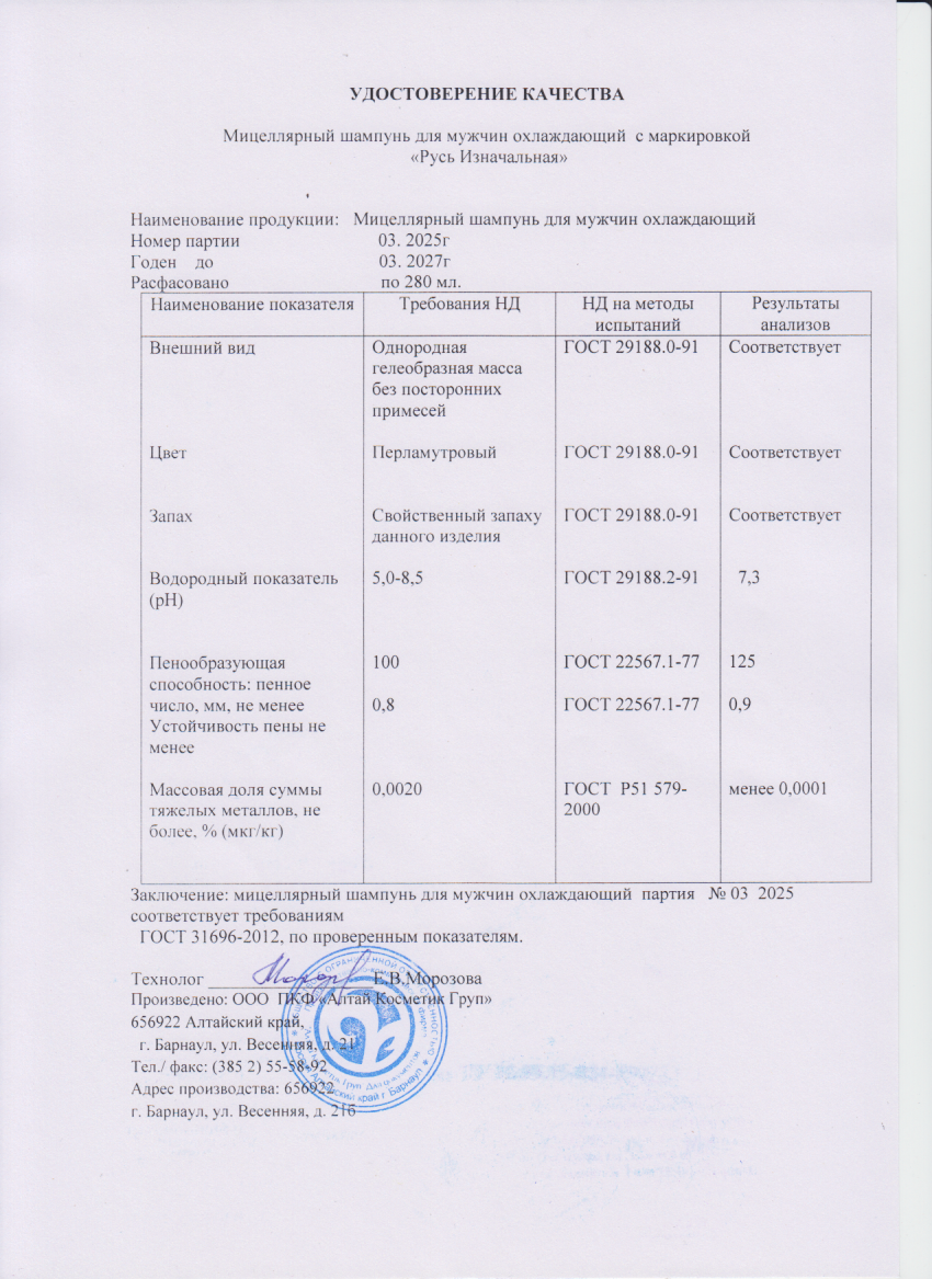 Паспорт №032025
